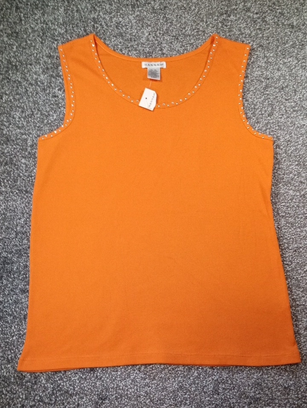 Hannah Orange Stud-Trim Sleeveless Knit Tank